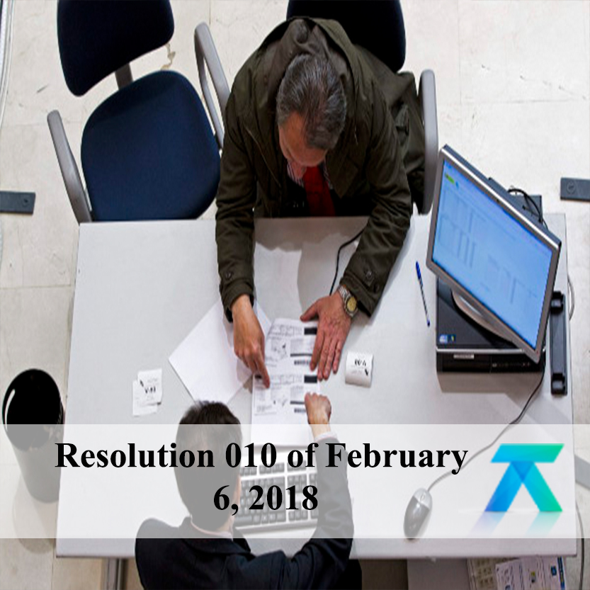 Resolution 010 of February 6, 2018