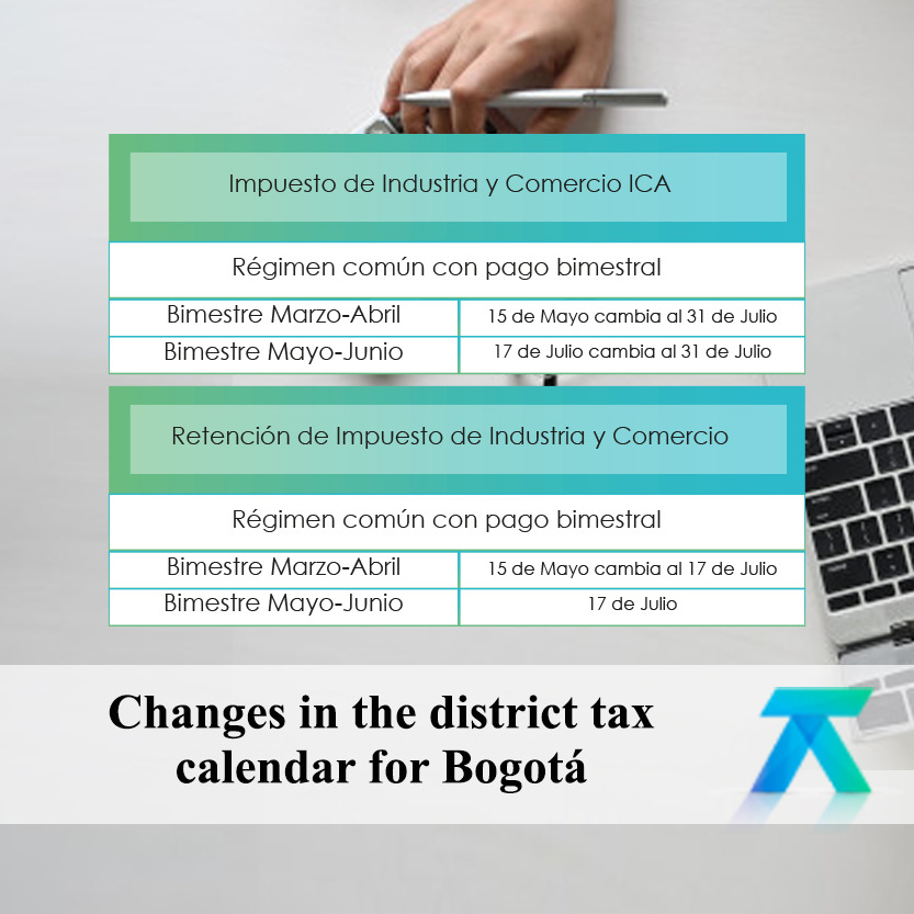 District tax calendar for Bogotá