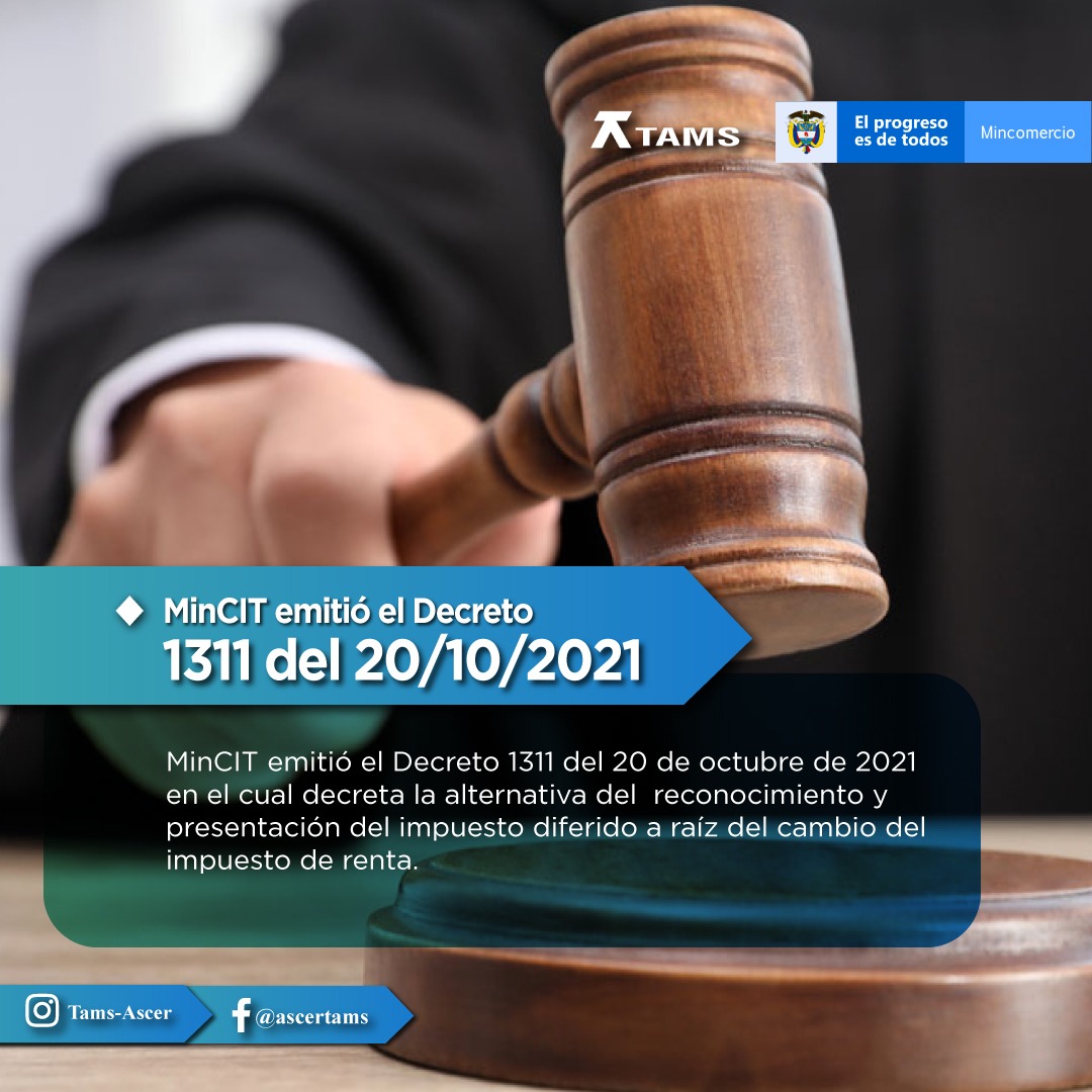 MinCIT emitió el Decreto 1311 del 20 de Octubre de 2021